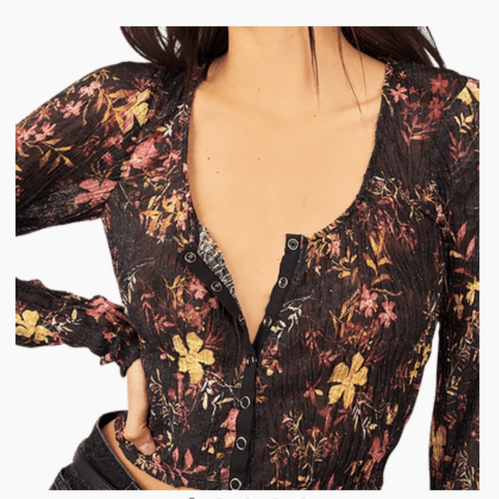 Free People Black and Pink Angelina Crop Top